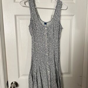 Old Navy Black and White Button-Front Midi Dress
